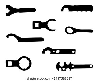 Wrench silhouette vector art white background