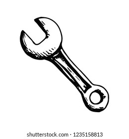 wrench silhouette vector icon. isolated object.