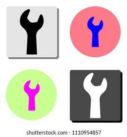 Wrench. simple flat vector icon illustration on four different color backgrounds