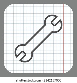 Wrench simple icon vector. Flat desing. On graph paper. Grey background.ai