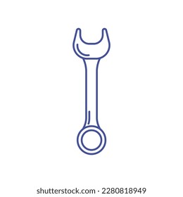 Wrench simple linear icon. Tool for construction, repair, car repairs. Equipment for engineers, mechanics. Outline. Logo, symbol, sign for mobile concept and web design. Vector illustration