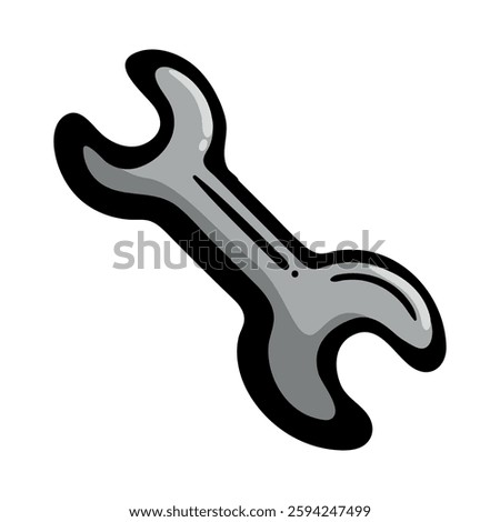 Wrench. Simple vector color illustration on the automotive theme. Sticker, print, icon for advertising automotive services, goods, hobbies