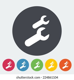Wrench. Single flat icon on the circle. Vector illustration.