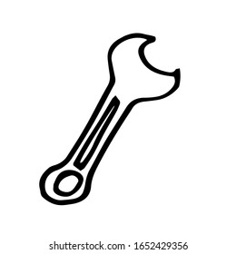 
Wrench sketch. Vector tool. Icon, banner.