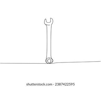 Wrench, spanner, Adjustable wrenches one line art. Continuous line drawing of repair, professional, hand, people, concept, support, maintenance.