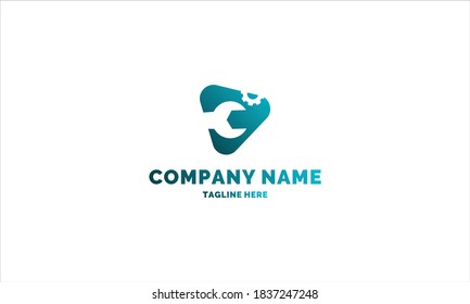 wrench or spanner and gear logo template for any company or individual