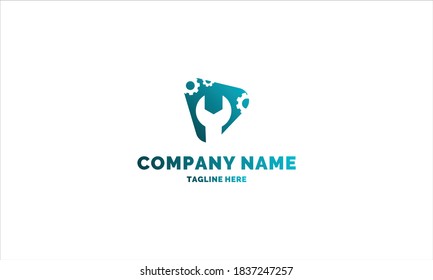 Logo-Vorlage für Schlüssel oder Spanner und Getriebe für jedes Unternehmen oder jede einzelne Person