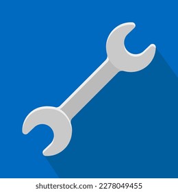 wrench or spanner icon, blue color, vector illustration 