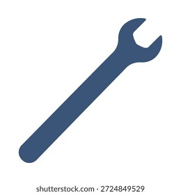 Wrench spanner icon blue flat vector design repair tool symbol mechanic hardware fix maintenance graphic element sign