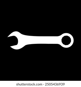 Wrench or spanner icon. Combination wrench with open and ring ends. Vector Illustration