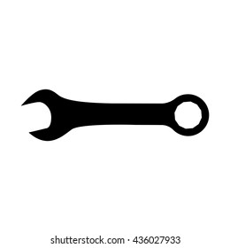 Wrench or spanner icon. Combination wrench with open and ring ends. Vector Illustration