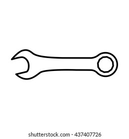 Wrench or spanner icon. Combination wrench with open and ring ends. Vector Illustration