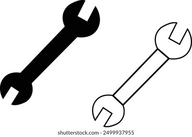  Wrench spanner icon screwdriver logo. Maintain gear wrench mechanic pictogram symbol. Wrench icon. For your design, logo. Vector illustration with transparent background.