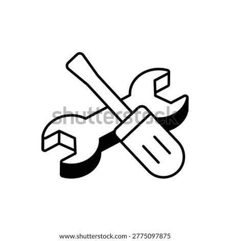 Wrench and Spanner Icon vector stock illustration