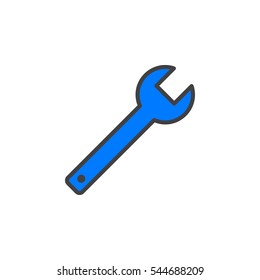 Wrench, spanner line icon, filled outline vector sign, linear colorful pictogram isolated on white. Symbol, logo illustration