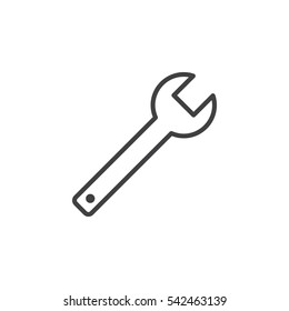 Wrench, spanner line icon, outline vector sign, linear pictogram isolated on white. Symbol, logo illustration