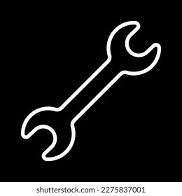 wrench or spanner linear icon, black and white, vector illustration 