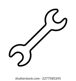 Icono lineal de llave inglesa o spanner, negro y blanco, ilustración vectorial 