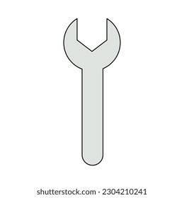 Wrench or spanner repair tool, doodle style vector