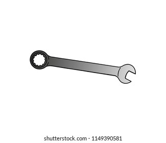 Wrench spanner and Service Tools icon. Gear and Wrench pictograph. Options and settings icon. Engineer repair of equipment mechanical sign. Maintenance symbol - spanner and cogwheel. Car repair vector