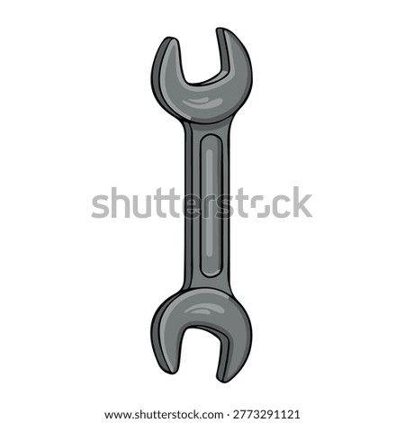 Wrench spanner tool colorful hand-drawn vector illustration