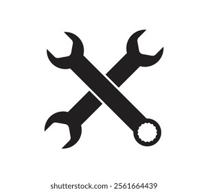 Wrench spanner tool and combination spanner open box flat vector icon for apps and websites