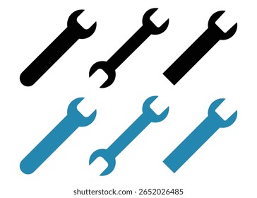 Wrench spanner tool and combination spanner open box. wrench and screwdriver repair and tool icons set. crossed wrenches tool repair service maintenance equipment 