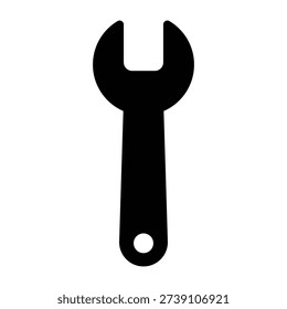 Wrench spanner tool icon silhouette isolated on transparent background.