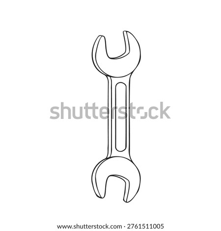 Wrench spanner tool monochrome line art vector illustration