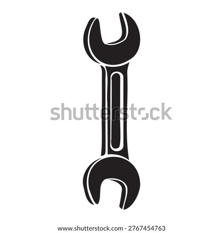 Wrench spanner tool silhouette monochrome vector illustration