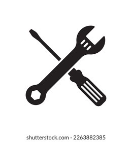 Wrench spanner vector icon. Spanner flat sign design. Repair tool icon. Engineer work tools symbol. Mechanic tools sign. Toolkit icon. Isolated tool symbol pictogram