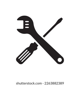 Wrench spanner vector icon. Spanner flat sign design. Repair tool icon. Engineer work tools symbol. Mechanic tools sign. Toolkit icon. Isolated tool symbol pictogram