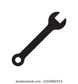Wrench spanner vector icon. Spanner flat sign design. Repair tool icon. Engineer work tools symbol. Mechanic tools sign. Toolkit icon. Isolated tool symbol pictogram