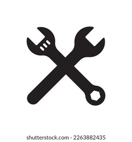 Wrench spanner vector icon. Spanner flat sign design. Repair tool icon. Engineer work tools symbol. Mechanic tools sign. Toolkit icon. Isolated tool symbol pictogram