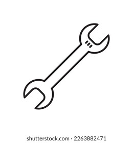 Wrench spanner vector icon. Spanner flat sign design. Repair tool icon. Engineer work tools symbol. Mechanic tools sign. Toolkit icon. Isolated tool symbol pictogram