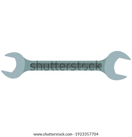 Wrench spanner vector icon. Mechanic chrome key repair tool to fix and tighten bolt. Workshop symbol isolated on white background
