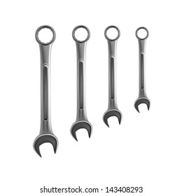 wrench steel vector tool spanner work construction equipment hand white metal illustration