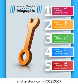 Wrench template bussines infographic. Vector eps 10
