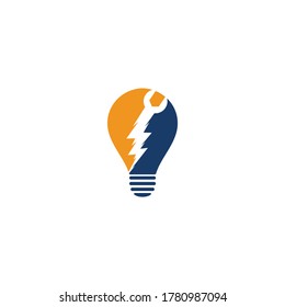 Wrench thunder bulb shape concept logo design. Flash Repair Logo Template Design Vector