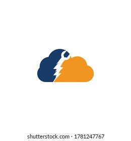 Wrench thunder cloud shape concept logo design. Flash Repair Logo Template Design Vector