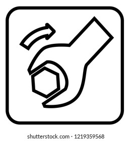 Wrench is tightening screw icon vector.