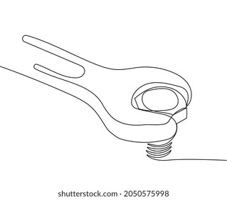 wrench tightens bolt in steel billet spanner bolt screw and nuts. Vector illustration