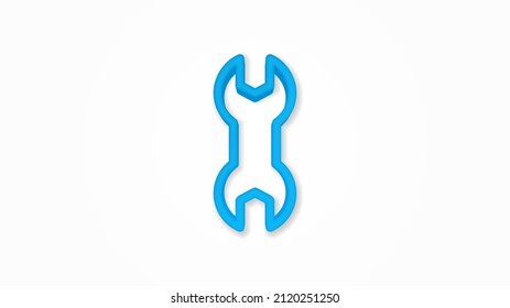 wrench tool 3d line flat color icon. Realistic vector illustration. Pictogram isolated. Top view. Colorful transparent shadow design.