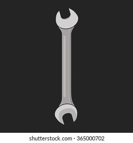 Wrench tool. Abstract construction tool on black background. 