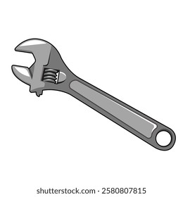 wrench tool adjustable flat vector design