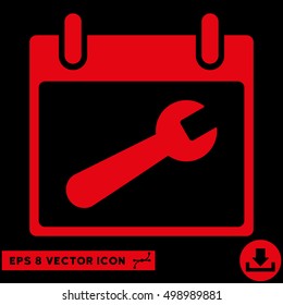 Wrench Tool Calendar Day icon. Vector EPS illustration style is flat iconic symbol, red color.