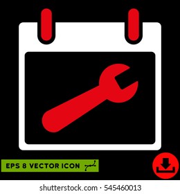Wrench Tool Calendar Day icon. Vector EPS illustration style is flat iconic bicolor symbol, red and white colors.