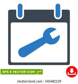 Wrench Tool Calendar Day icon. Vector EPS illustration style is flat iconic bicolor symbol, smooth blue colors.