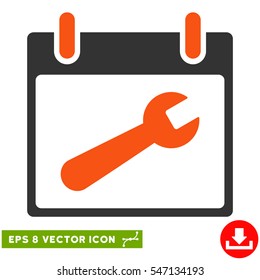 Wrench Tool Calendar Day icon. Vector EPS illustration style is flat iconic bicolor symbol, orange and gray colors.