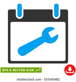 Wrench Tool Calendar Day icon. Vector EPS illustration style is flat iconic bicolor symbol, blue and gray colors.